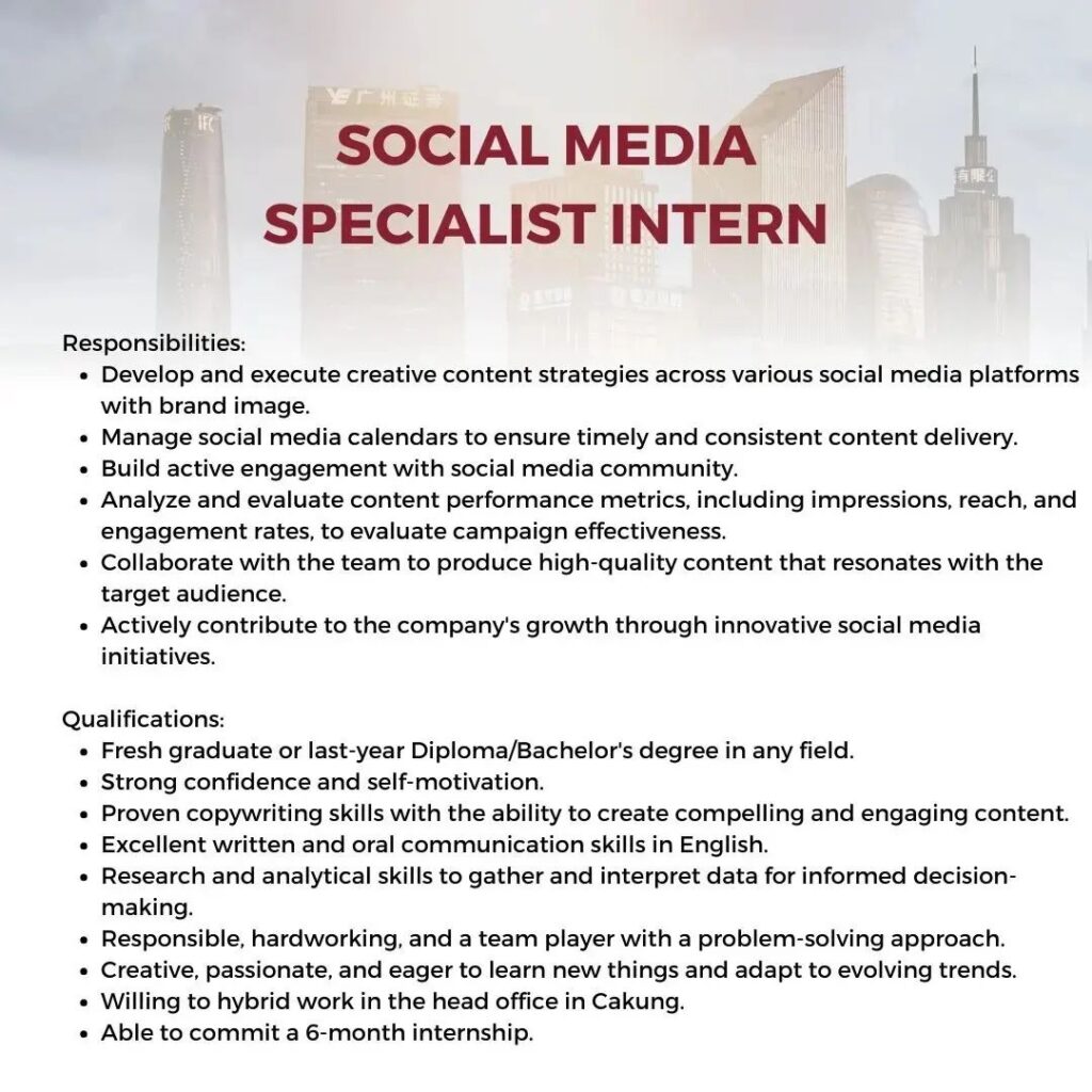 infomagang adalah tempat mencari tempat magang, pkl, prakerin, internship dlldan yang sekarang lagi buka magang adalah koola beautyposisi yang dibuka adalah social media specialist intern dan branding strategist intern